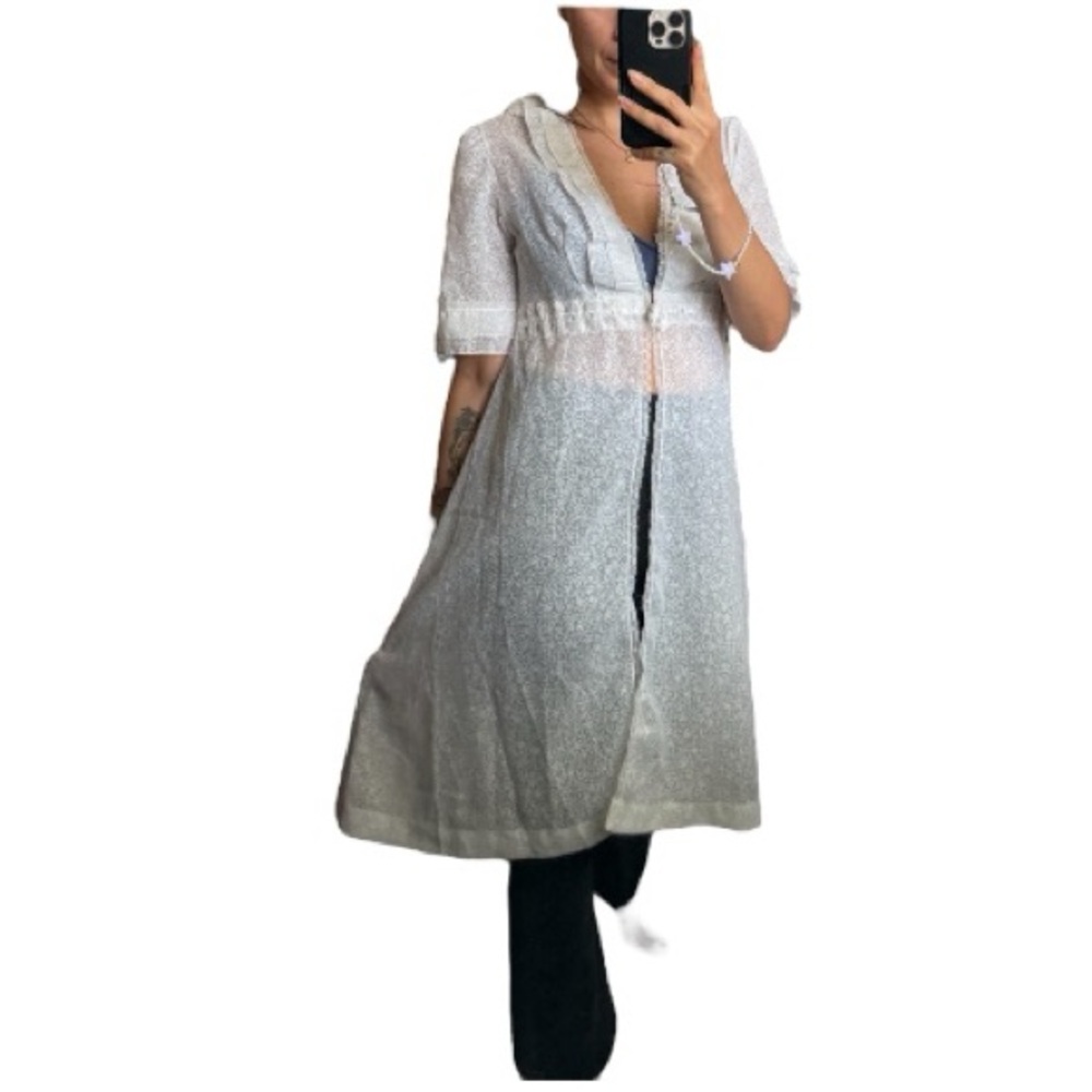 Vintage sleep intimates Coverup Gown Robe Ruffled Jacket - Picture 3 of 10